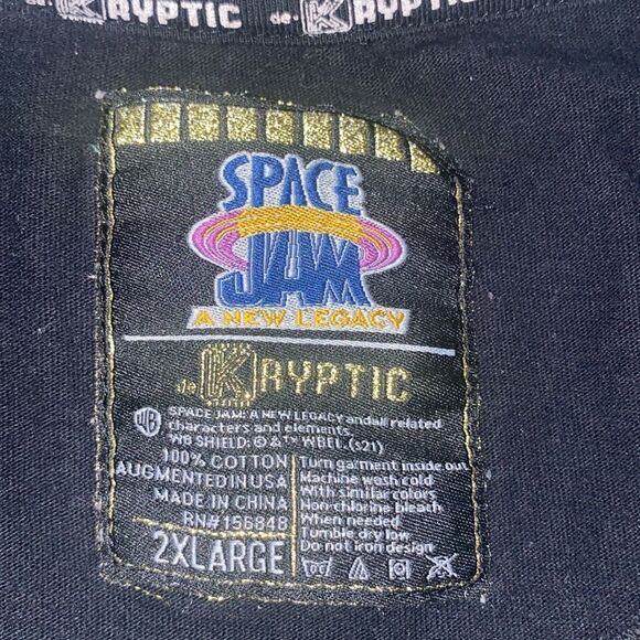 Tune Squad Mens 2XL Black Daffy Duck Space Jam DeKryptic Rhinestones Tee Shirt - Picture 7 of 7